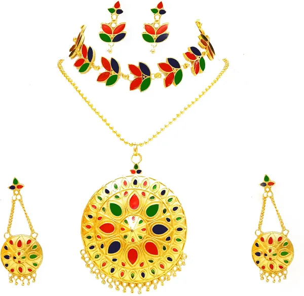 Assamese_Traditional_Multi_Colour_Japi_And_Golpata_Combo_Jewellery_Set_For_Women